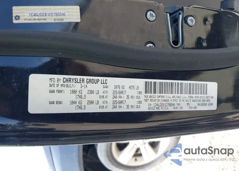 2014 Jeep Compass Latitude from USA, damaged, VIN 1C4NJDEB1ED788940